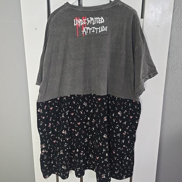 Slayer Metal Band Tshirt‎ Dress XXXL Grey Black Corduroy Floral Ditzy Handmade - Picture 2 of 7